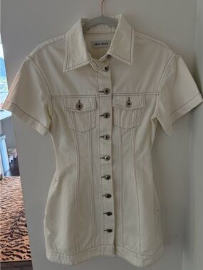 Anna Quan Cream Short Sleeve Button-Down Tunic